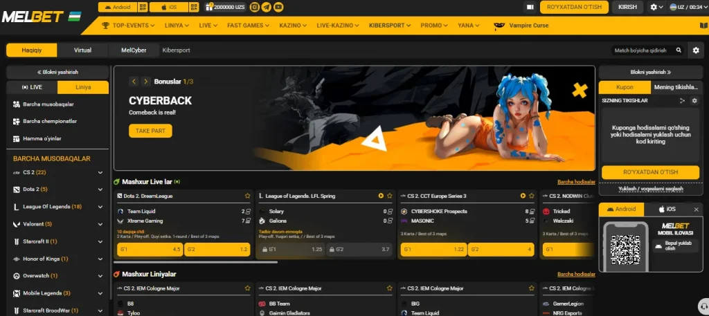 Melbet’dan kiber sport va virtual sport turlari